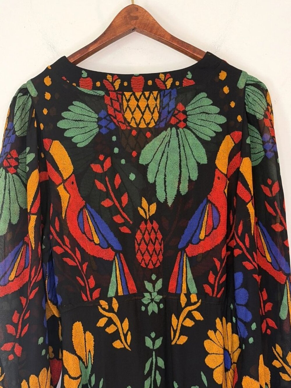 Farm Rio Anthropologie Georgette Maxi Dress Sz M Tropical Toucan Boho Lined - Picture 8 of 16